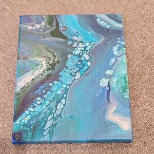 Abstract Blue and Green Canvas Art
